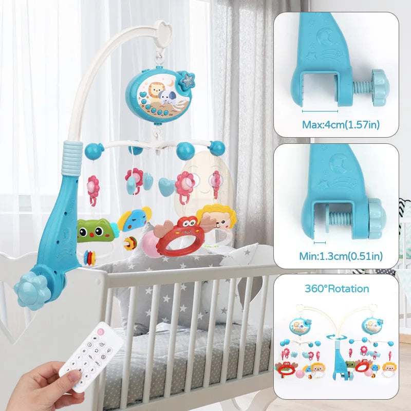 Baby Crib Mobile Rattle Toy – Music, Light, and Learning for Your Little One