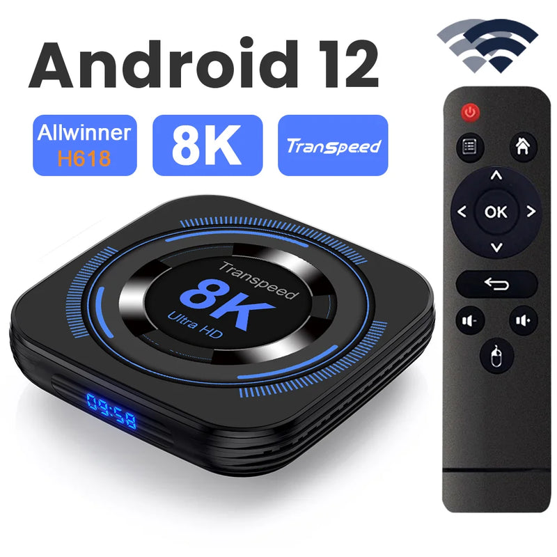 Transpeed Android 12 TV Box – Ultimate Media Experience with 8K Support