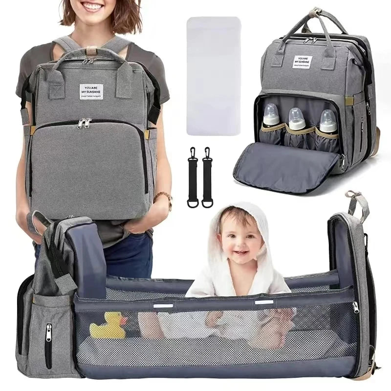 Foldable Bed Diaper Bag – All-in-One Convenience for Moms on the Go