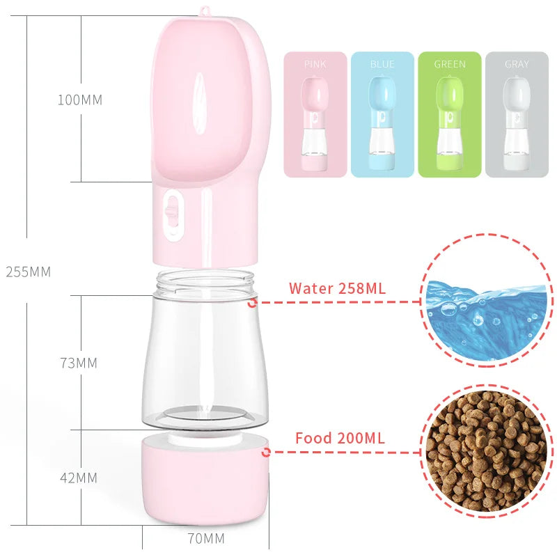 Portable Pet Water Bottle & Feeder – Hydration and Snacks on the Go