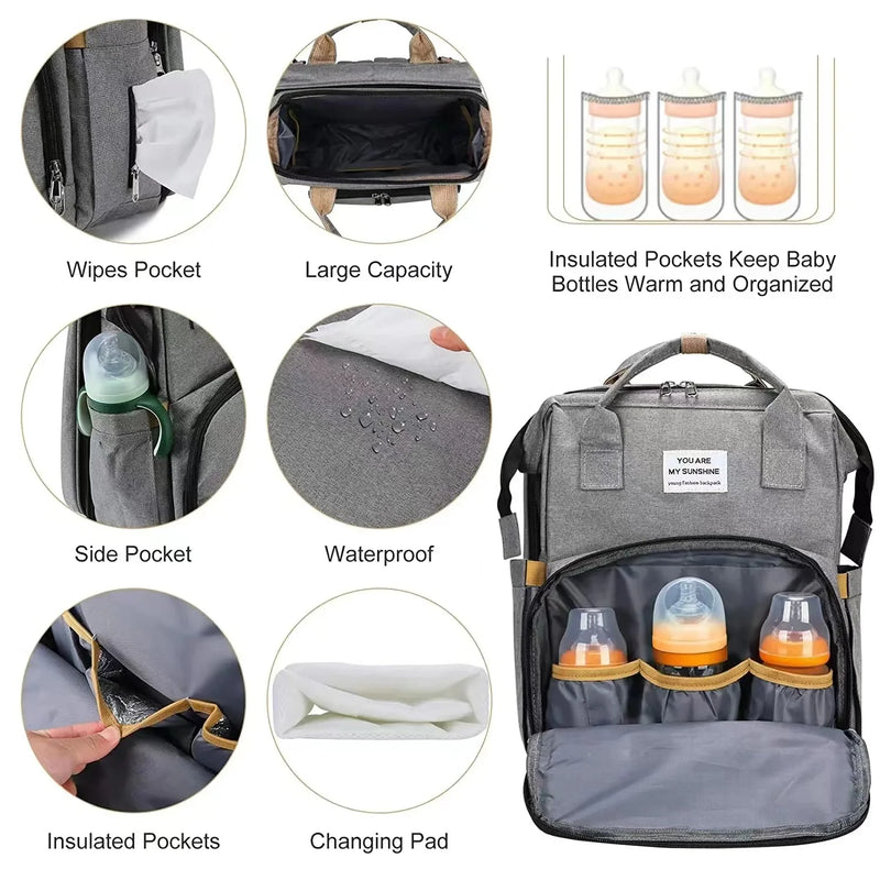 Foldable Bed Diaper Bag – All-in-One Convenience for Moms on the Go